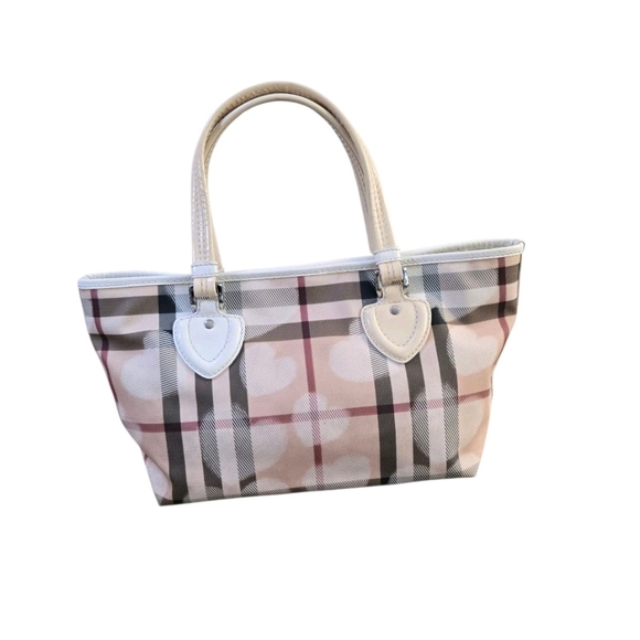 Burberry Cream and Brown Plaid Tote - Picture 2 of 15